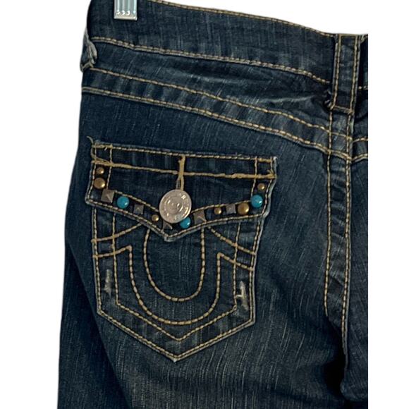 True Religion Billy Jeans Womens Size 28 Blue Straight Leg Low Rise Designer - Picture 9 of 12